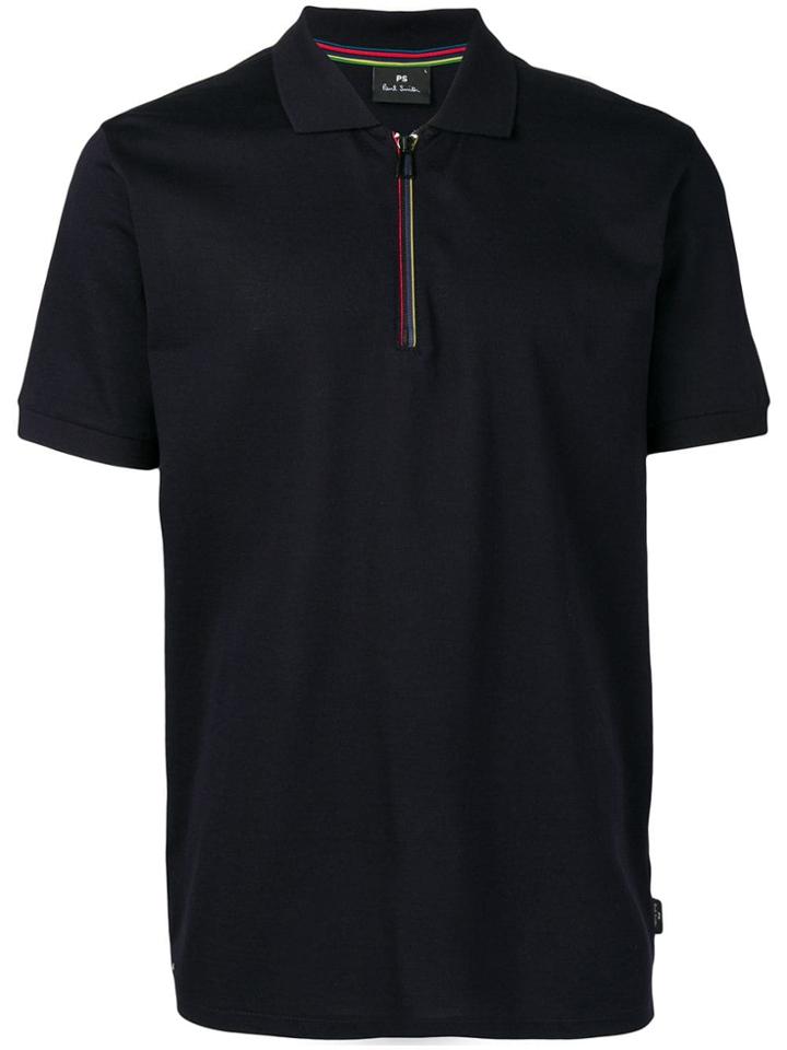 Ps Paul Smith Zipped Polo Shirt - Blue