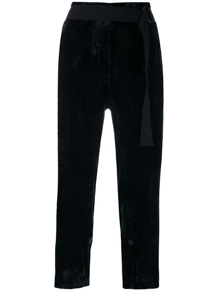 Ann Demeulemeester Cropped Velvet Corduroy Trousers - Black