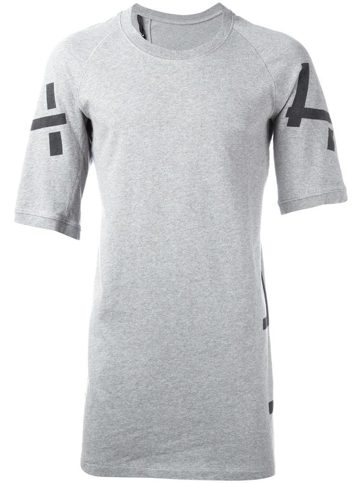 11 By Boris Bidjan Saberi Geometric Print Long Fit T-shirt, Men's, Size: Xl, Grey, Cotton