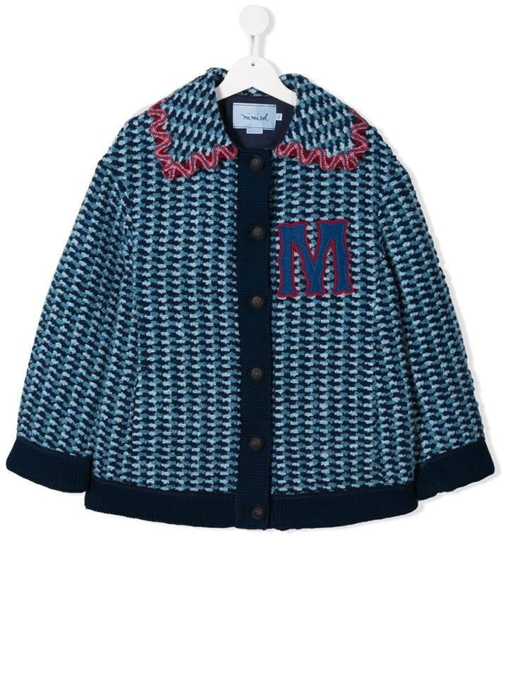 Mi Mi Sol Logo Embroidered Patterned Blazer - Blue