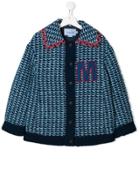 Mi Mi Sol Logo Embroidered Patterned Blazer - Blue