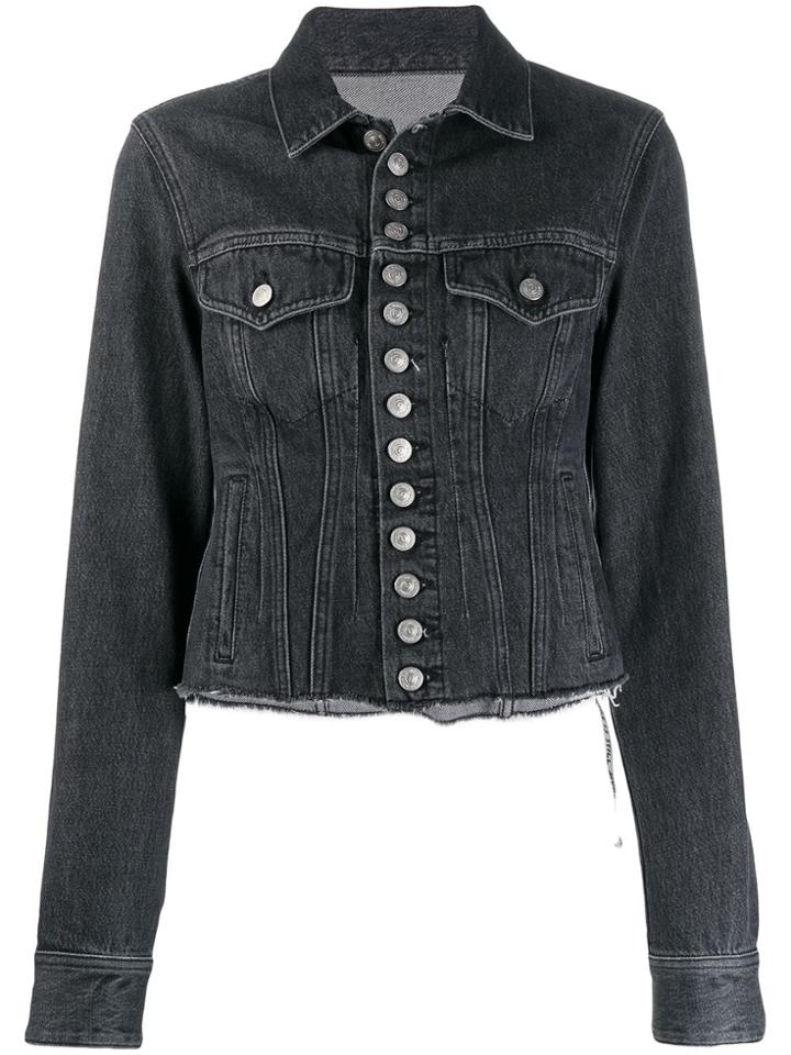Mm6 Maison Margiela Frayed Hem Denim Jacket - Grey