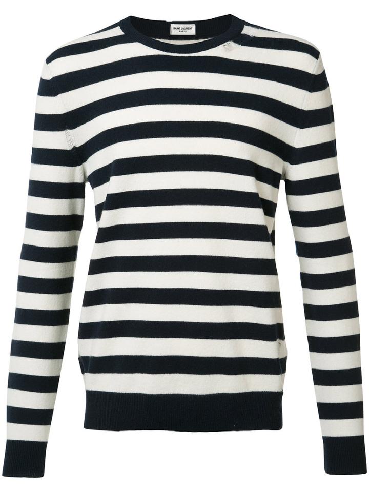 Saint Laurent Striped Sweater, Men's, Size: Medium, Black, Cashmere/wool
