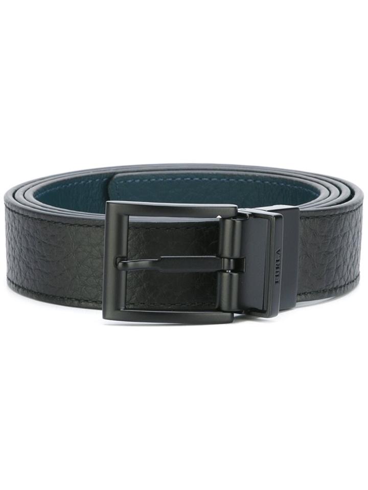 Furla 'my Lupin Reverse' Belt, Men's, Black, Calf Leather/metallic Fibre