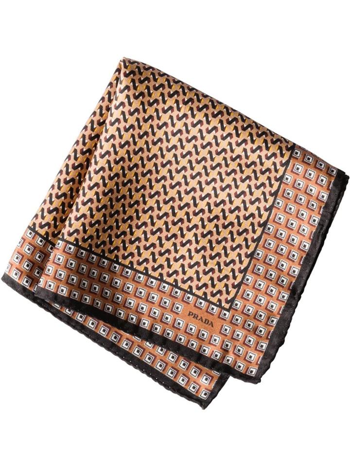 Prada Printed Pocket Scarf - Brown