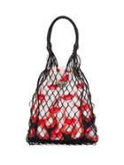 Prada Woven Mesh 'lips' Print Tote Bag - Black