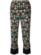 No21 Floral-print Cropped Trousers - Black