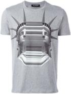 Neil Barrett Statue Of Liberty Print T-shirt, Men's, Size: Medium, Grey, Cotton