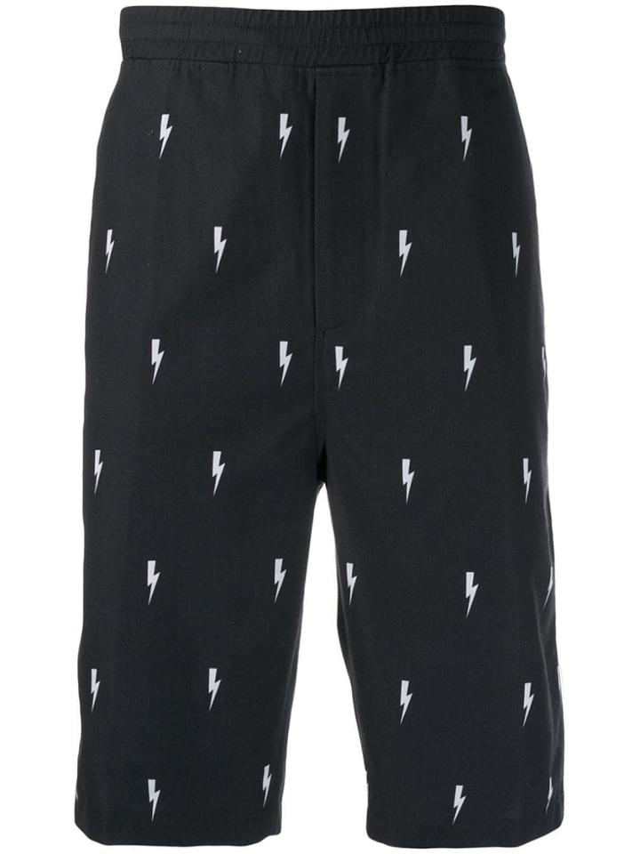 Neil Barrett Lightning Bolt Track Shorts - Black