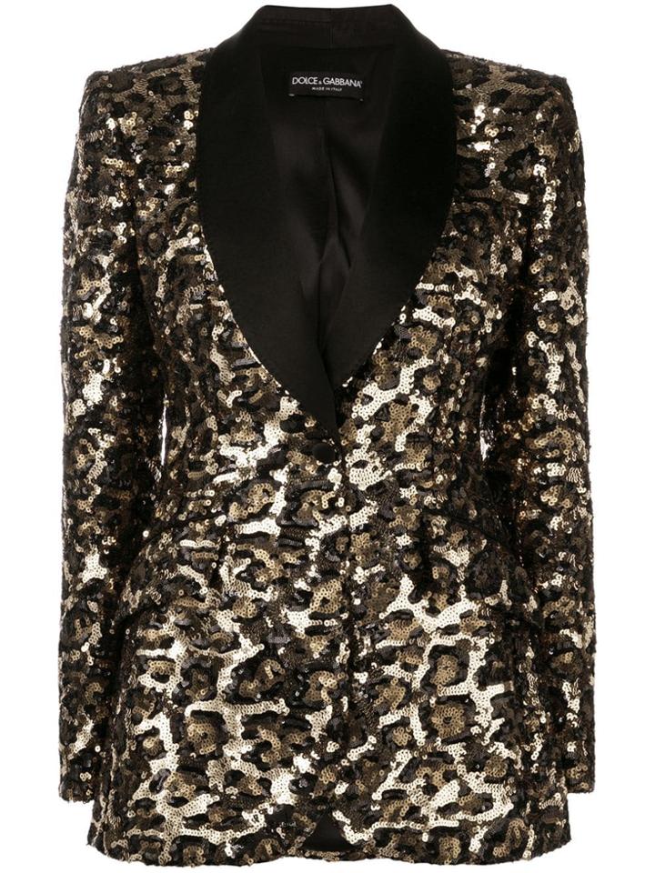 Dolce & Gabbana Leopard Sequin Blazer - Black