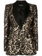 Dolce & Gabbana Leopard Sequin Blazer - Black