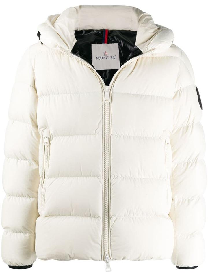 Moncler Logo Hood Puffer Jacket - Neutrals