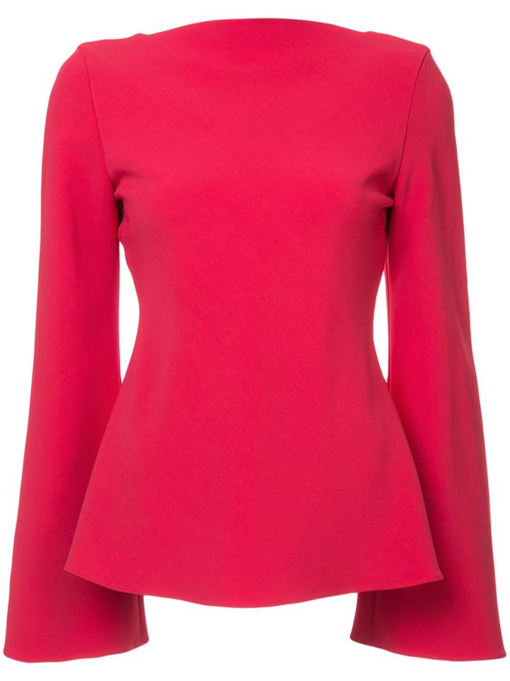 Brandon Maxwell Pleated Back Blouse - Red