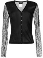 Chanel Pre-owned Lace Sleeves Buttoned Cardigan - Black