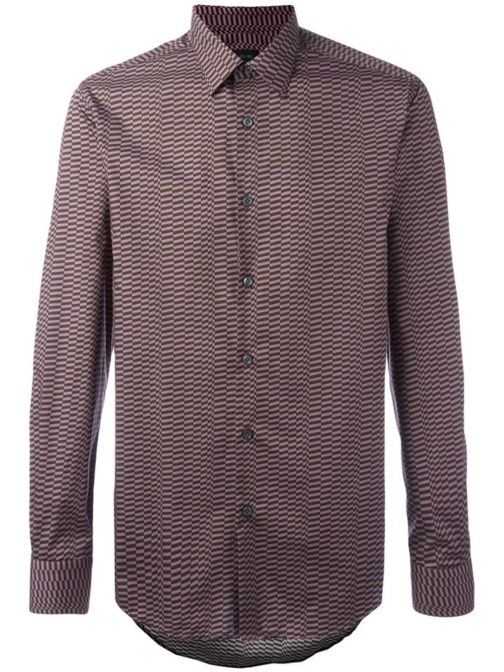 Pal Zileri Geometric Print Shirt, Men's, Size: 41, Pink/purple, Cotton