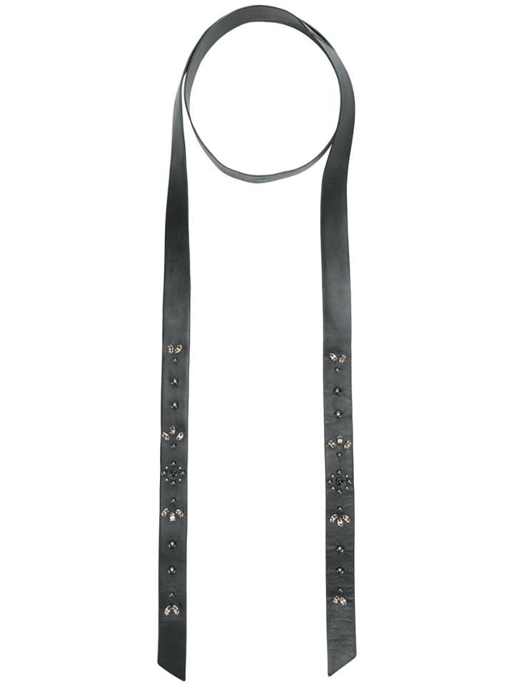 Coach Embellished Skinny Scarf - Black