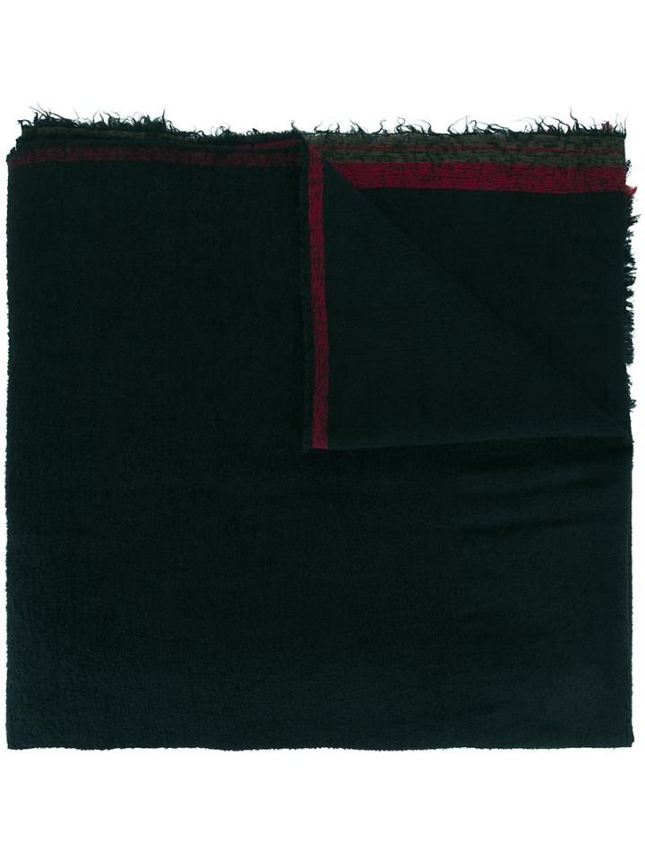 Uma Wang Striped Raw Edge Scarf, Men's, Black, Cotton/polyamide/alpaca/virgin Wool
