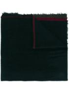 Uma Wang Striped Raw Edge Scarf, Men's, Black, Cotton/polyamide/alpaca/virgin Wool