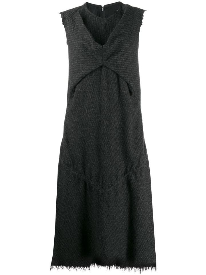 Junya Watanabe Comme Des Garçons Pre-owned Pinstripe Frayed Dress -