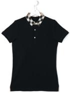 Burberry Kids Check Collar Polo Shirt, Boy's, Size: 14 Yrs, Blue
