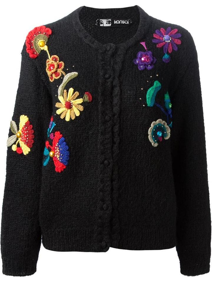 Kansai Yamamoto Vintage Crochet Applique Cardigan