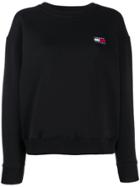 Tommy Jeans Logo Embroidered Sweatshirt - Black