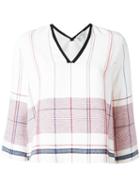 Forte Forte V-neck Plaid Blouse, Women's, Size: 0, White, Viscose/virgin Wool