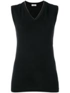 Brunello Cucinelli V-neck Tank Top, Women's, Size: Medium, Black, Cotton/spandex/elastane