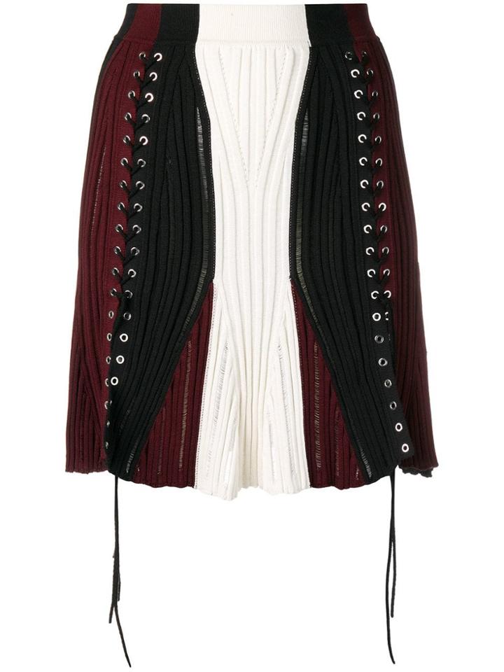 Alexander Mcqueen Laddered Colour-block Skirt - Black