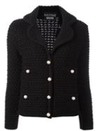 Boutique Moschino Textured Cardigan, Women's, Size: 40, Black, Virgin Wool