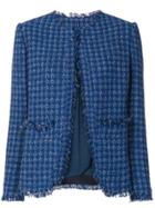 Msgm Frayed Tweed Jacket - Blue