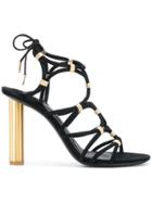 Salvatore Ferragamo Metallic Strappy Sandals - Black