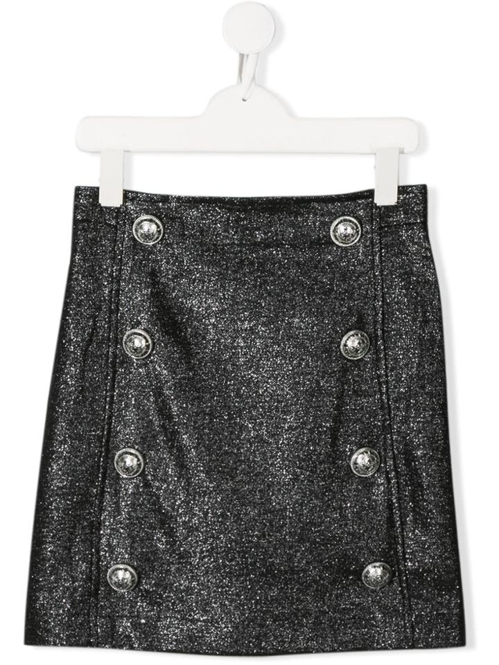 Balmain Kids Decorative Button Skirt - Black