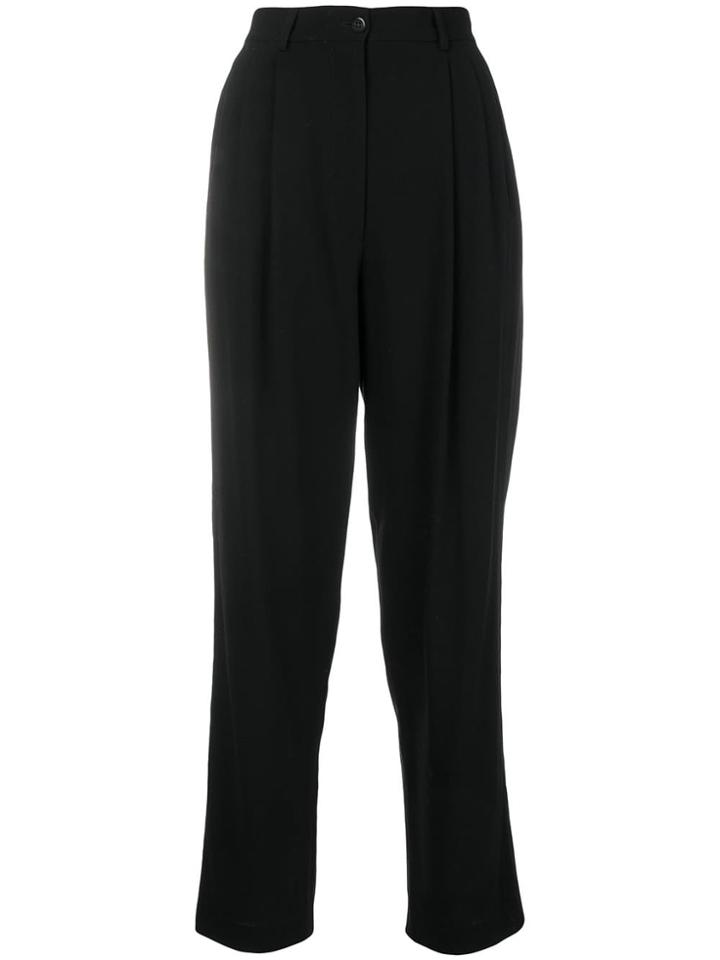 Giorgio Armani Vintage Pleated Cropped Trousers - Black