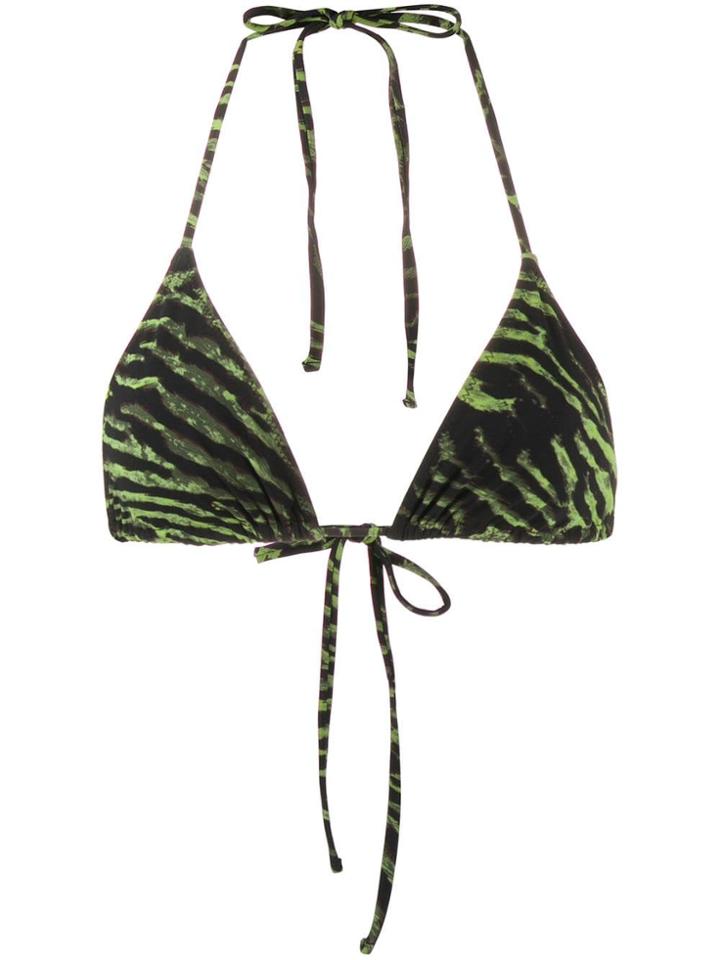 Ganni Tiger Print Bikini Top - Black