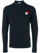 Moncler Logo Plaque Polo Shirt, Men's, Size: Medium, Blue, Cotton