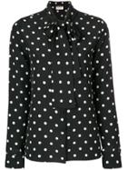 Saint Laurent Polka Dot Pussy Bow Blouse - Black