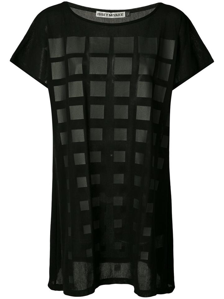 Issey Miyake - Grid Tulle Tunic - Women - Cotton - 2, Black, Cotton