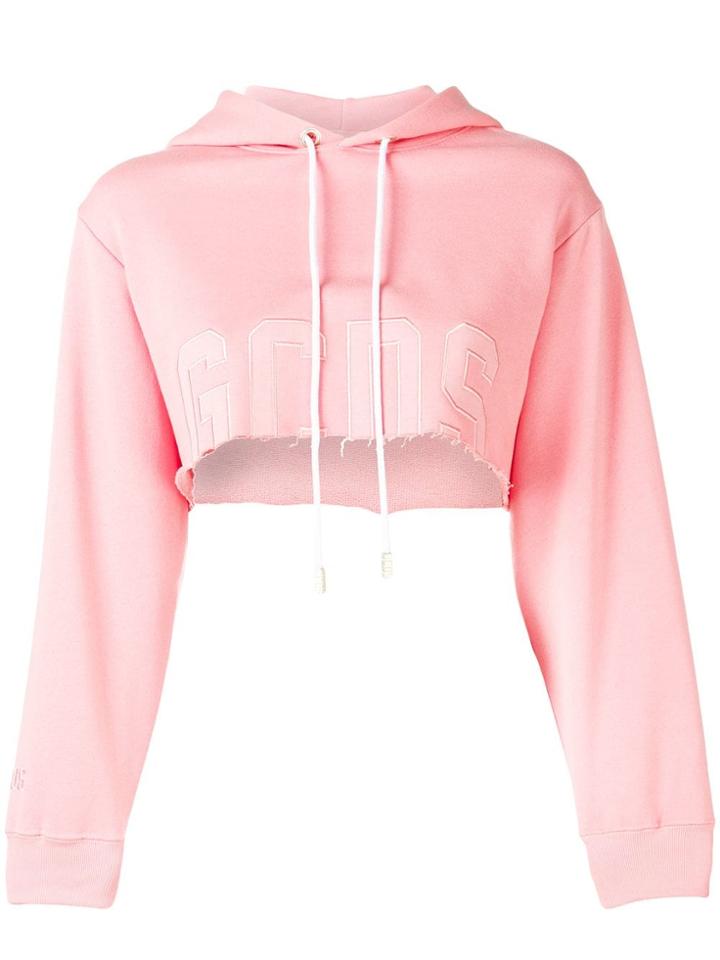 Gcds Cropped Hooded Sweatshirt - Pink