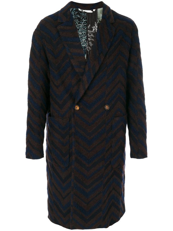 Etro Double Breasted Mohair Coat - Brown