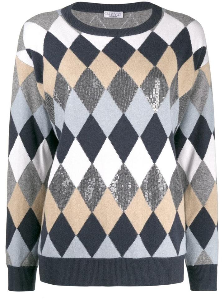 Brunello Cucinelli Diamond Pattern Jumper - Blue