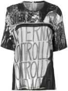 Marios Graphic Print T-shirt With Exaggerated Drape Back - Grey