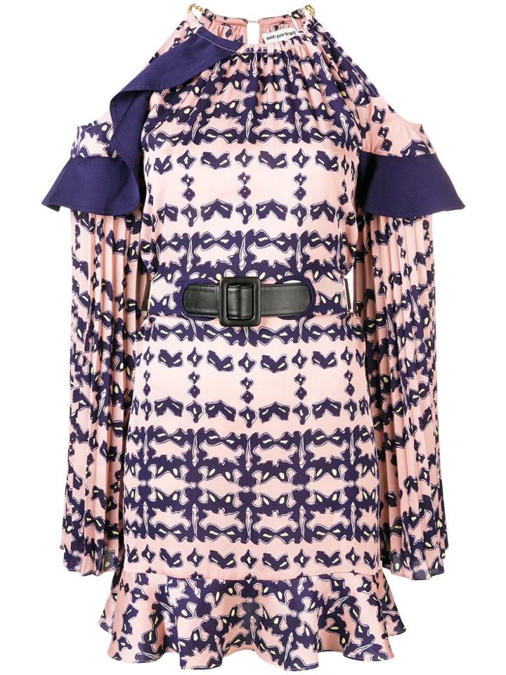 Self-portrait Waist Detail Printed Dress - Pink & Purple