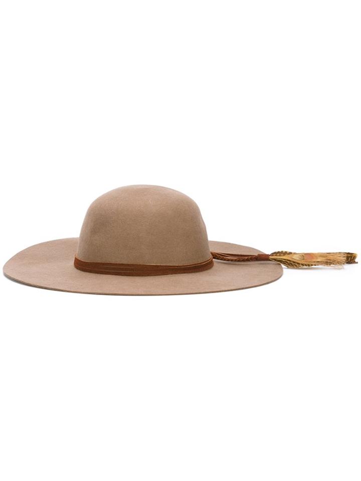Sensi Studio Feather Detail Hat - Brown