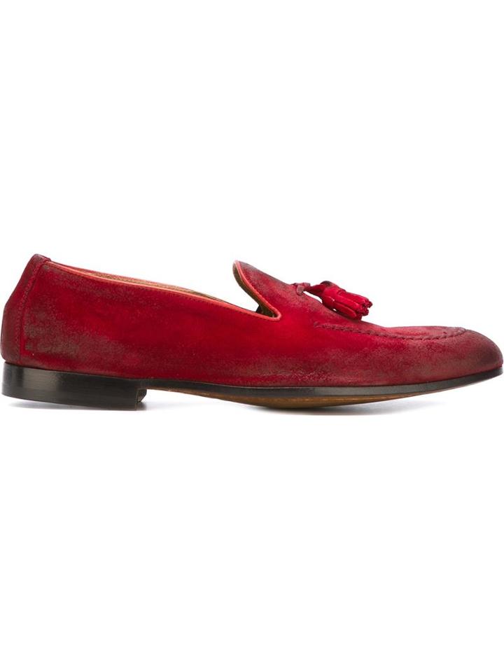 Doucal S Tassel Detail Slippers, Men's, Size: 44.5, Red, Suede/leather