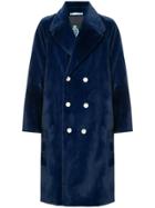 Guild Prime Faux Fur Double Breasted Coat - Blue