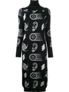 Ashley Williams Intarsia Roll Neck Dress, Women's, Size: Medium, Black, Merino/virgin Wool