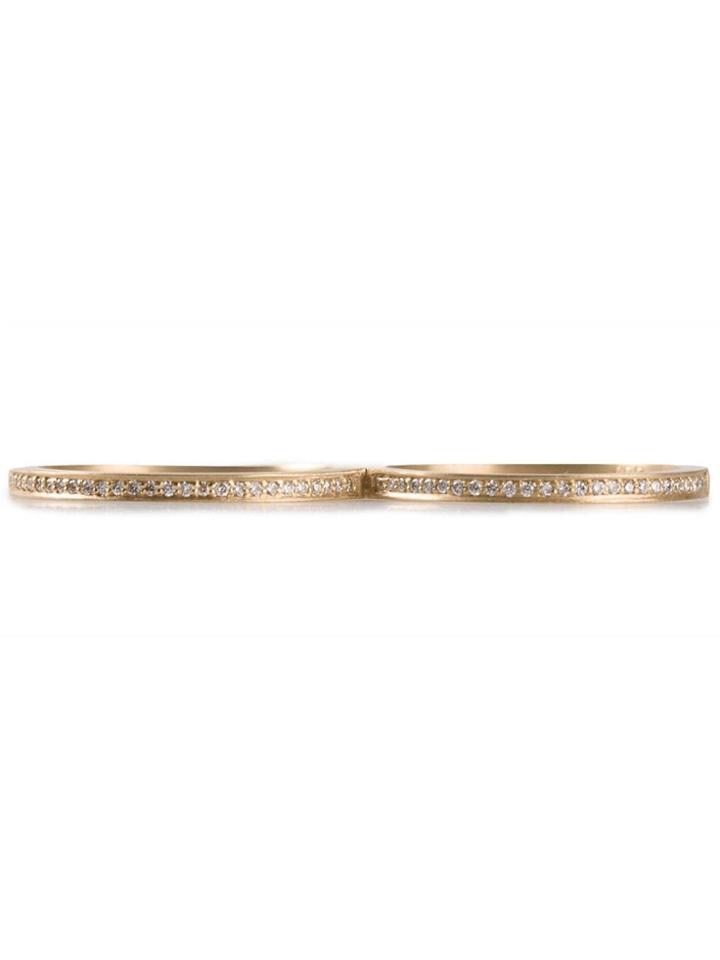 Sophie Bille Brahe Pavé Diamond Two Finger Ring - Metallic