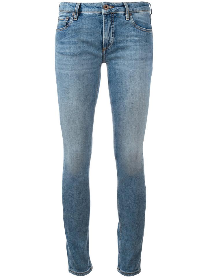 Off-white Super Skinny Cropped Jeans, Size: 25, Blue, Cotton/spandex/elastane/polyester
