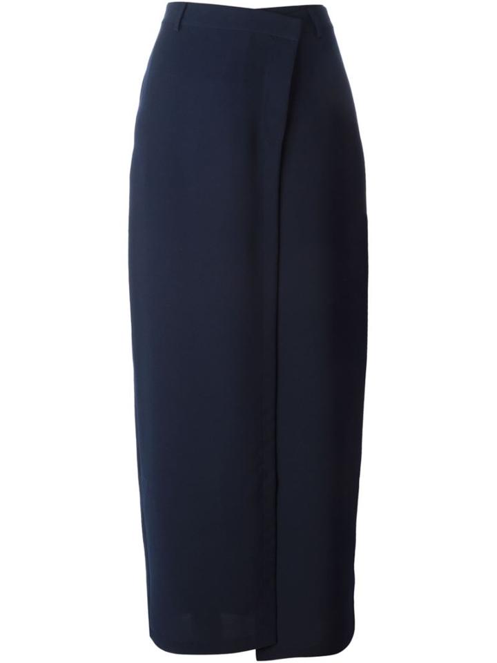 T By Alexander Wang Drape Suiting Wrap Skirt, Women's, Size: 4, Blue, Polyester